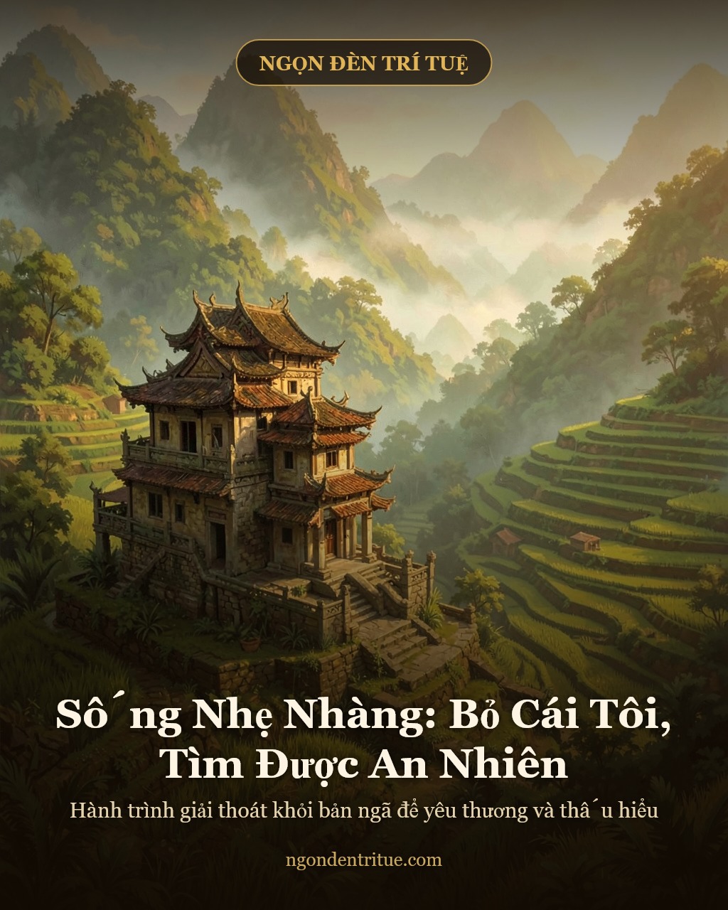 Bìa sách Sống Nhẹ Nhàng: Bỏ Cái Tôi, Tìm Được An Nhiên
